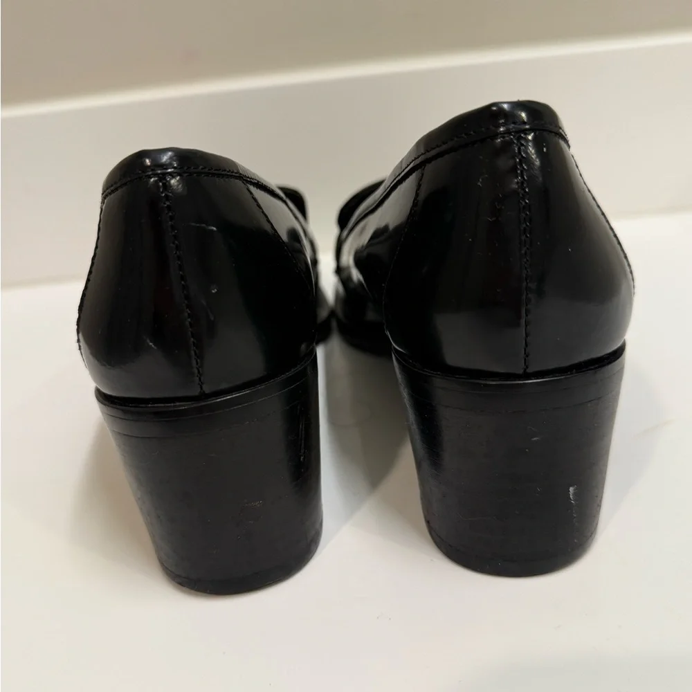 Coach Vintage Made in ITALY‎ Black Leather Block Heel Pumps Sz 7 – RARE